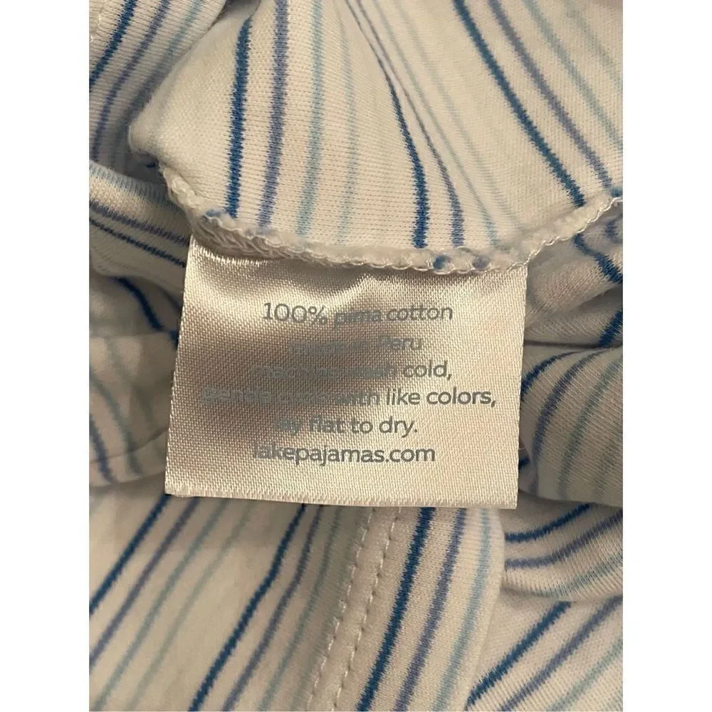 LAKE Pajama Top Blue Stripe 100% Pima Cotton Sleepwear Size 12